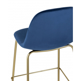 Стул полубарный Валенсия велюр синий золотые ножки