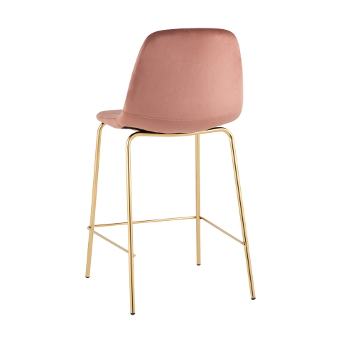Стул полубарный Валенсия SN, велюр розовый, золотые ножки 2 шт