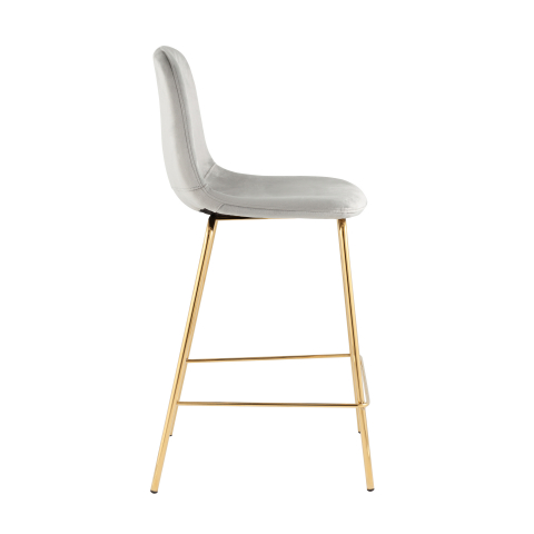 Стул полубарный Валенсия SN, велюр серый, золотые ножки 2 шт