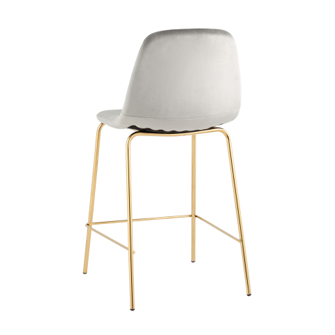 Стул полубарный Валенсия SN, велюр серый, золотые ножки 2 шт