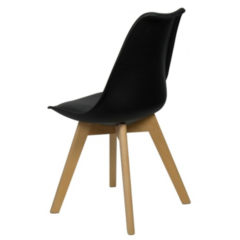 Пластиковый стул Роберт черный с мягким сиденьем и деревянными ножками