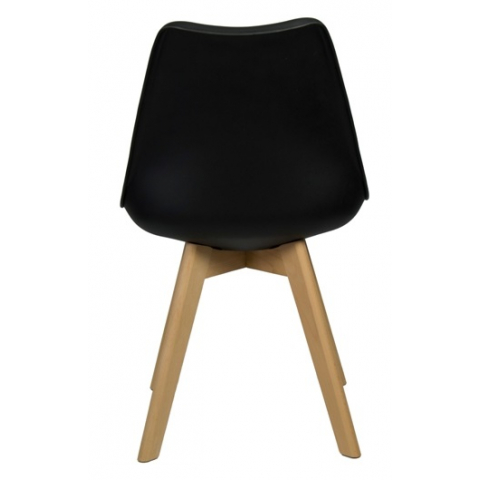 Пластиковый стул Роберт черный с мягким сиденьем и деревянными ножками