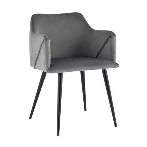 Стул с подлокотниками Джоэл велюр серый
