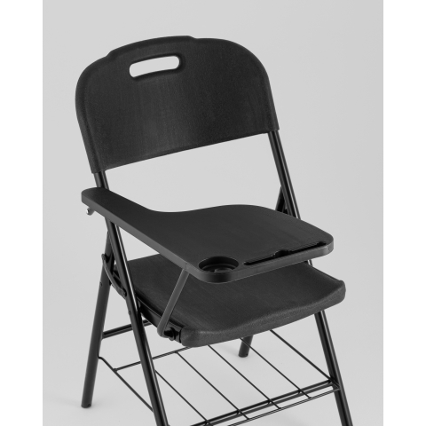 Стул складной банкетный со столиком и полкой черный