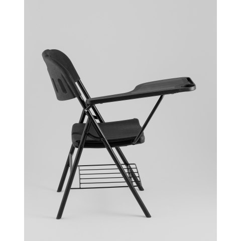 Стул складной банкетный со столиком и полкой черный