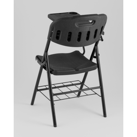 Стул складной банкетный со столиком и полкой черный