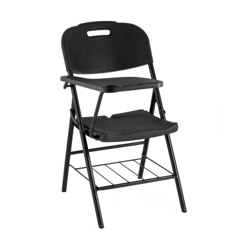 Стул складной банкетный со столиком и полкой черный