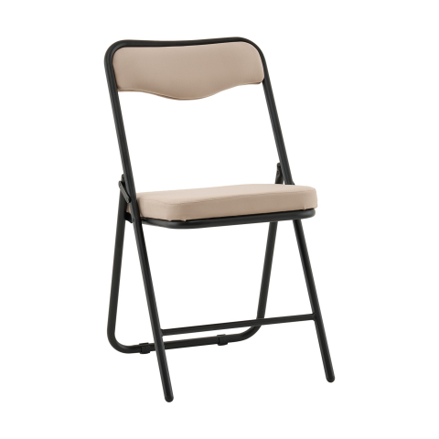 Стул складной Джонни велюр велютто бежевый каркас черный матовый