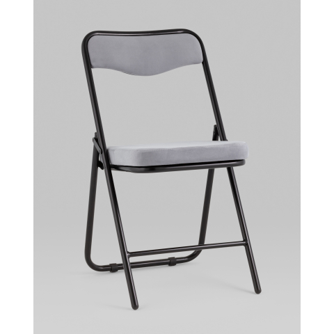 Складной стул Джонни велюр серый каркас черный матовый