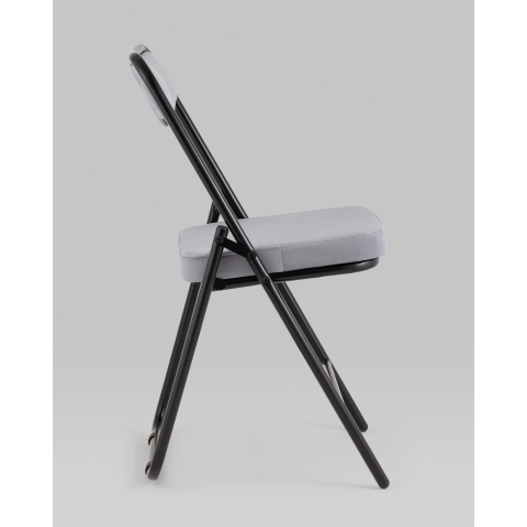 Складной стул Джонни велюр серый каркас черный матовый