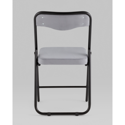 Складной стул Джонни велюр серый каркас черный матовый