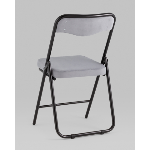 Складной стул Джонни велюр серый каркас черный матовый