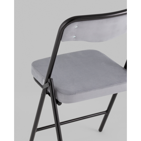 Складной стул Джонни велюр серый каркас черный матовый