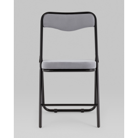 Складной стул Джонни велюр серый каркас черный матовый