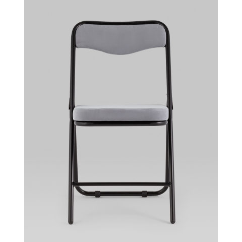 Складной стул Джонни велюр серый каркас черный матовый