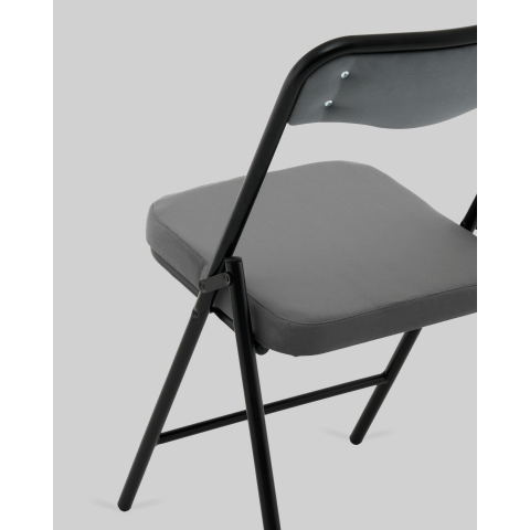 Стул складной Джонни велюр велютто темно-серый каркас черный матовый