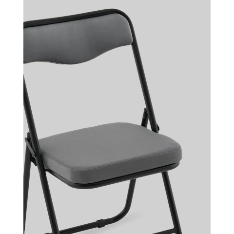 Стул складной Джонни велюр велютто темно-серый каркас черный матовый