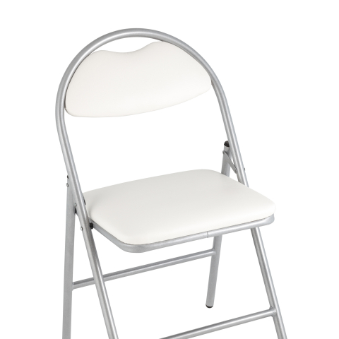 Стул складной Hagen экокожа белый каркас металлик