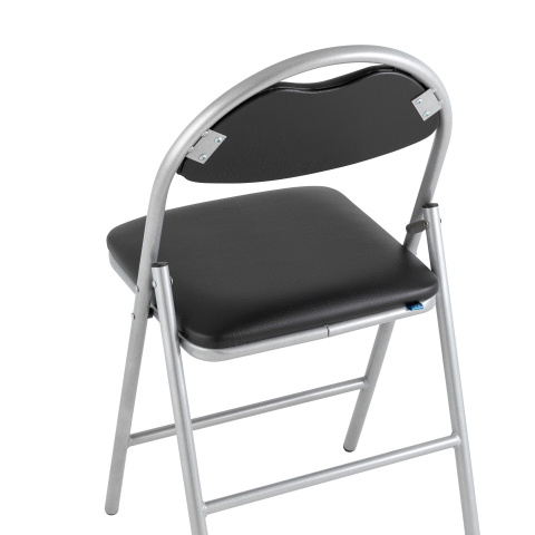 Стул складной Hagen экокожа черный каркас металлик