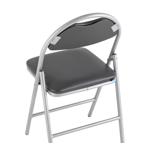 Стул складной Hagen экокожа серый каркас металлик