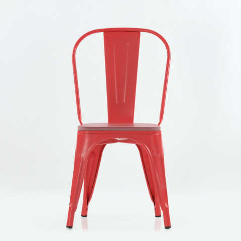 Стул Tolix Style Wood красный