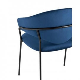 Стул Tiffany с подлокотниками, ткань синий велюр, черный каркас