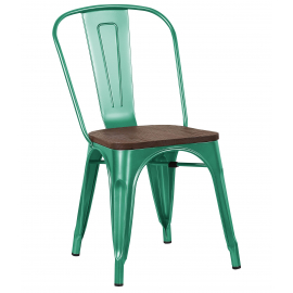 Стул Толикс (Tolix) аквамарин сиденье дерево