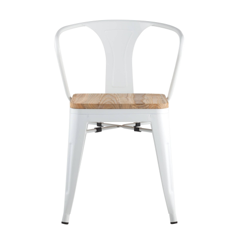 Стул TOLIX ARM WOOD с подлокотниками белый