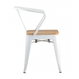 Стул TOLIX ARM WOOD с подлокотниками белый