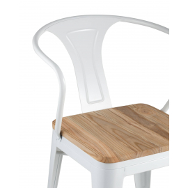 Стул TOLIX ARM WOOD с подлокотниками белый