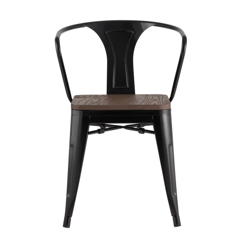 Стул TOLIX ARM WOOD с подлокотниками черный