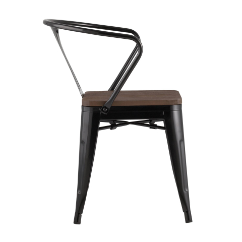 Стул TOLIX ARM WOOD с подлокотниками черный