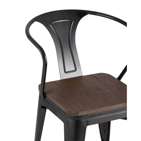 Стул TOLIX ARM WOOD с подлокотниками черный