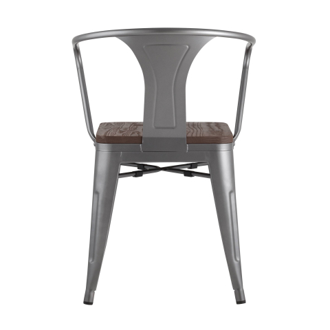 Стул TOLIX ARM WOOD с подлокотниками серебристый