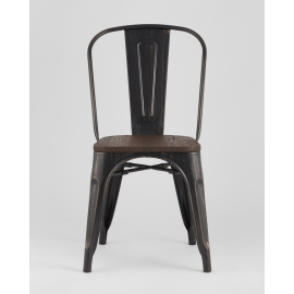 Стул Tolix style wood черный патина золото