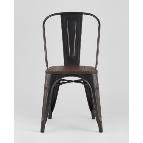 Стул Tolix style wood черный патина золото