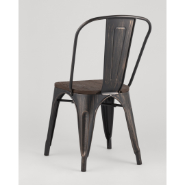 Стул Tolix style wood черный патина золото