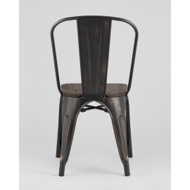 Стул Tolix style wood черный патина золото