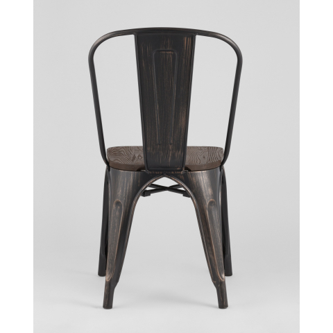 Стул Tolix style wood черный патина золото