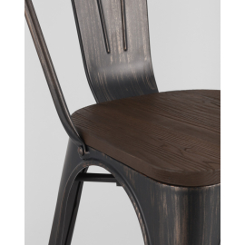 Стул Tolix style wood черный патина золото