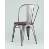 Стул Tolix style wood серебристый матовый
