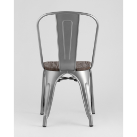 Стул Tolix style wood серебристый матовый