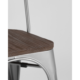 Стул Tolix style wood серебристый матовый