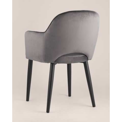 Мягкий стул Венера велюр серый, с подлокотниками