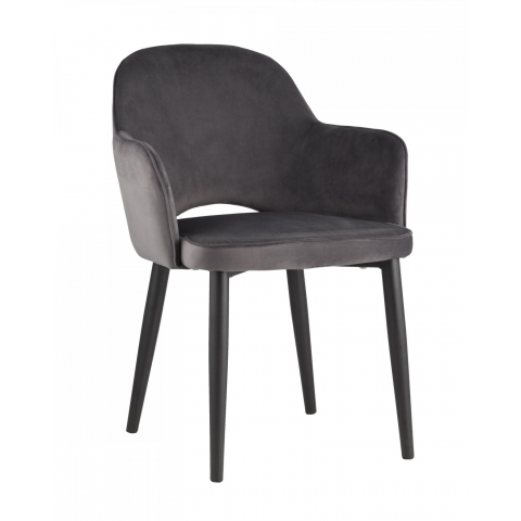 Мягкий стул Венера велюр серый, с подлокотниками
