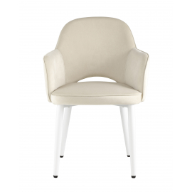 Стул Венера велюр кремовый ножки белые