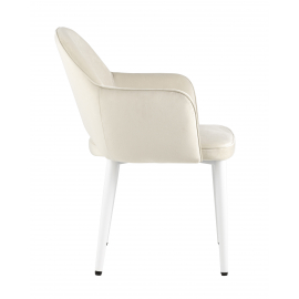 Стул Венера велюр кремовый ножки белые