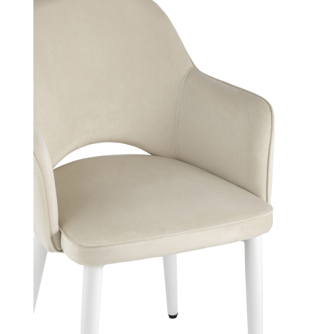 Стул Венера велюр кремовый ножки белые