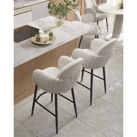 Стул полубарный Wave Stripes букле белый