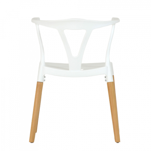 Пластиковый стул Wishbone белый ножки деревянные
